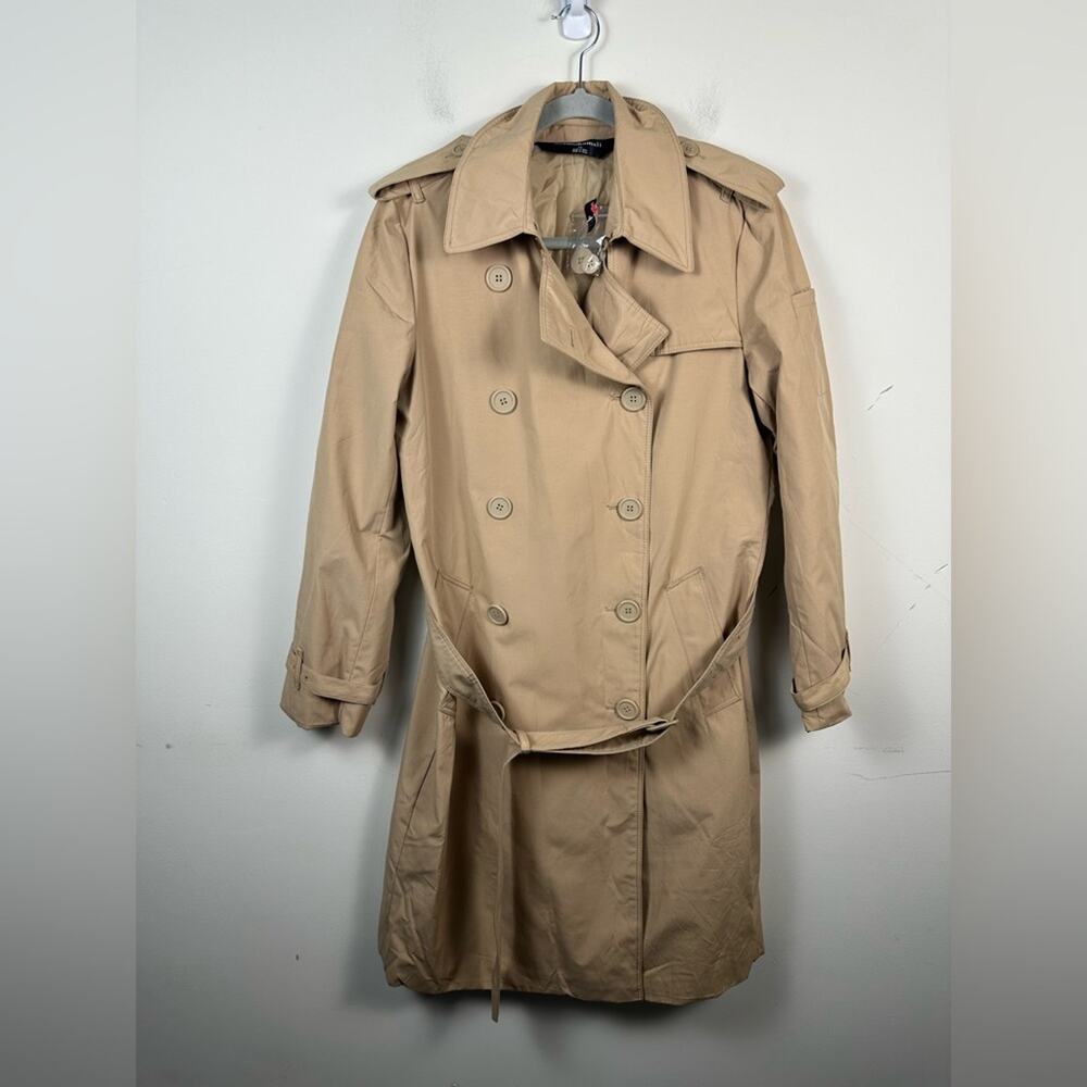 NWT Norma Kamali Beige Trench‎ Coat Size Large